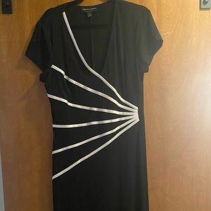 COPY - NWT; Black with white poly/spandex dress sz 16.